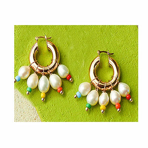 Freshwater Pearl Earring Seed Beads Boho Drop Flower Earrings For Women
