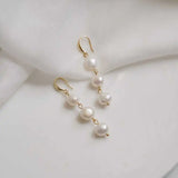 18k Hook Natural Freshwater Pearl Earrings Lucky Year Gift