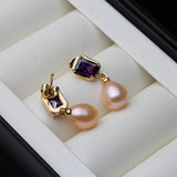 Natural Freshwater Pearl Earrings, Gold Plated Drop Earrings