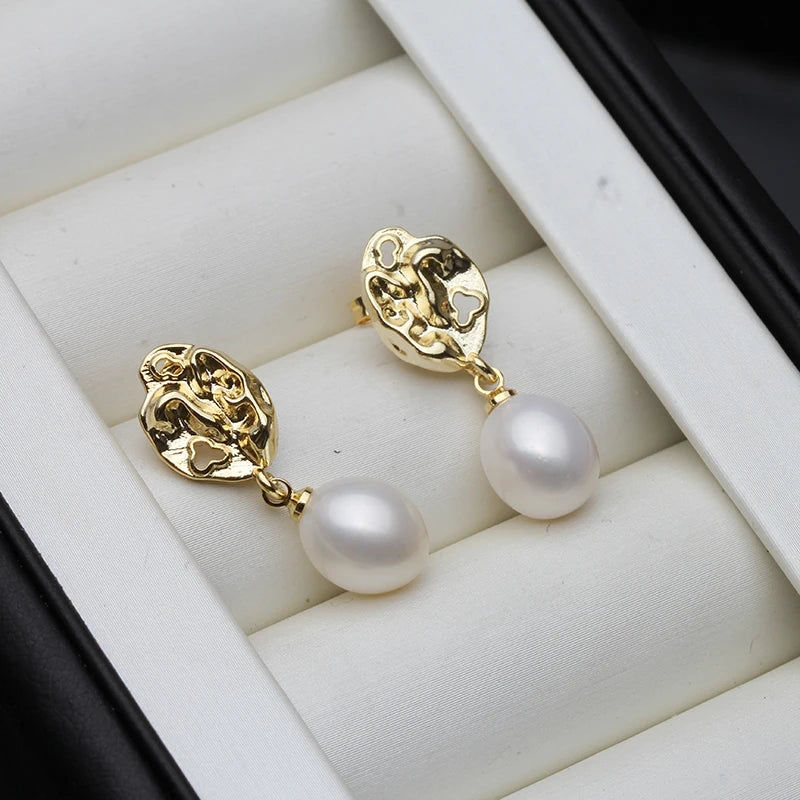 Gold Plated Freshwater Pearl Drop Earrings for Women