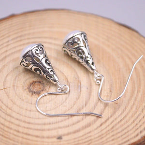 Freshwater Pearl Earrings Sterling Silver 925 Vintage Pattern Silver Gift