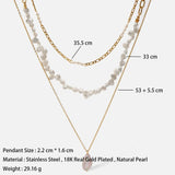 Freshwater Pearl Stainless Steel Women's Pendant Necklace 18K Plated