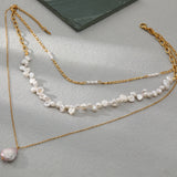 Freshwater Pearl Stainless Steel Women's Pendant Necklace 18K Plated