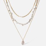 Freshwater Pearl Stainless Steel Women's Pendant Necklace 18K Plated