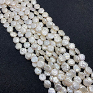 Natural Freshwater Pearl Flat Round Button Beads 11-12mm for Jewelry Making