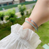 Freshwater Pearl Bracelet with Red Agate Peach Blossom Aquamarine