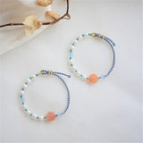 Freshwater Pearl Bracelet with Red Agate Peach Blossom Aquamarine