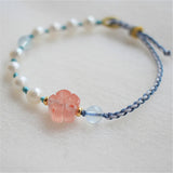 Freshwater Pearl Bracelet with Red Agate Peach Blossom Aquamarine