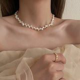 Heart Choker Necklace Baroque Pearl Wedding Jewelry