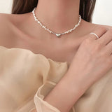Heart Choker Necklace Baroque Pearl Wedding Jewelry