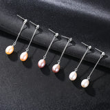 Freshwater Pearl Hook Earrings 925 Sterling Silver 8-9mm Fine Jewelry