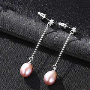 Freshwater Pearl Hook Earrings 925 Sterling Silver 8-9mm Fine Jewelry