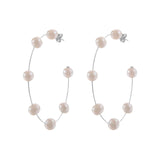 Freshwater Pearl Hoop Earrings 925 Sterling Silver Large Circle Jewelry