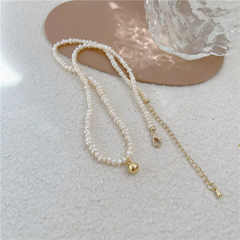 Freshwater Pearl Ball Necklace 14K Filled Chain Jewelry Women