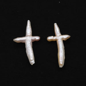 Natural Freshwater Pearl Irregular Cross Beads 10-45mm Jewelry DIY