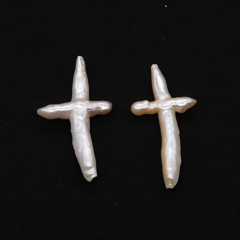 Natural Freshwater Pearl Irregular Cross Beads 10-45mm Jewelry DIY
