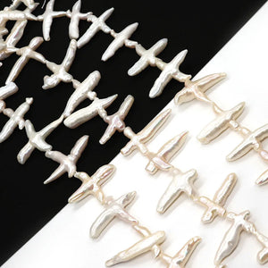 Natural Freshwater Pearl Irregular Cross Beads 10-45mm Jewelry DIY
