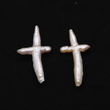 Natural Freshwater Pearl Irregular Cross Beads 10-45mm Jewelry DIY
