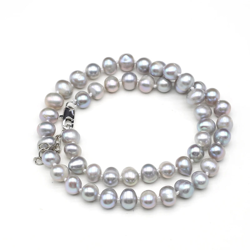 Grey Freshwater Pearl Beads 8-9mm DIY Necklaces for Women