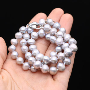 Grey Freshwater Pearl Beads 8-9mm DIY Necklaces for Women