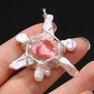 Natural Freshwater Pearl Pendant Druzy Agat Charms for Jewelry Making