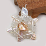 Natural Freshwater Pearl Pendant Druzy Agat Charms for Jewelry Making