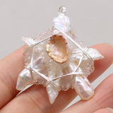 Natural Freshwater Pearl Pendant Druzy Agat Charms for Jewelry Making