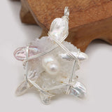 Natural Freshwater Pearl Pendant Druzy Agat Charms for Jewelry Making
