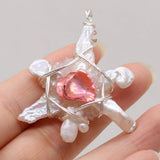 Natural Freshwater Pearl Pendant Druzy Agat Charms for Jewelry Making