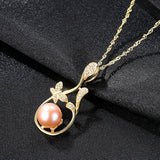 Freshwater Pearl Butterfly Pendant Necklace 925 Sterling Silver Wedding Jewelry