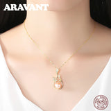 Freshwater Pearl Butterfly Pendant Necklace 925 Sterling Silver Wedding Jewelry