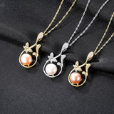 Freshwater Pearl Butterfly Pendant Necklace 925 Sterling Silver Wedding Jewelry