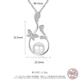 Freshwater Pearl Butterfly Pendant Necklace 925 Sterling Silver Wedding Jewelry