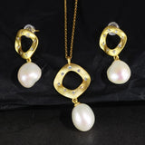 Freshwater Pearl Jewelry Set Sterling Silver Earrings Pendant Necklace