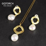 Freshwater Pearl Jewelry Set Sterling Silver Earrings Pendant Necklace