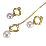 Freshwater Pearl Jewelry Set Sterling Silver Earrings Pendant Necklace