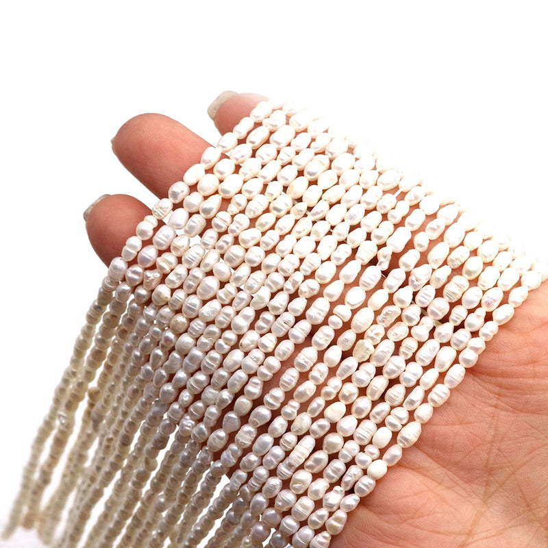 Natural Freshwater Pearl Loose Beads Rice Shaped for Jewelry Making