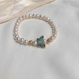 Freshwater Pearl Butterfly Charm Bracelet Retro Versatile Beaded Jewelry Gift