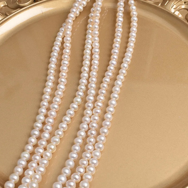 Natural Freshwater Pearl Nearly Round 7-8mm Beads DIY Beading Materials