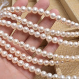 Natural Freshwater Pearl Nearly Round 7-8mm Beads DIY Beading Materials