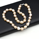 10-11mm Light Orange Freshwater Pearl Necklace for Women Wedding Gift