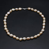10-11mm Light Orange Freshwater Pearl Necklace for Women Wedding Gift