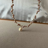 Natural Freshwater Pearl Necklace 5-6mm Size Purple Pink Choker Necklace