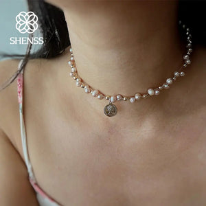 Natural Freshwater Pearl Necklace 5-6mm Size Purple Pink Choker Necklace
