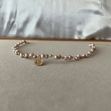 Natural Freshwater Pearl Necklace 5-6mm Size Purple Pink Choker Necklace