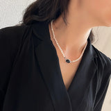 Freshwater Pearl Necklace 925 Silver Agate Choker