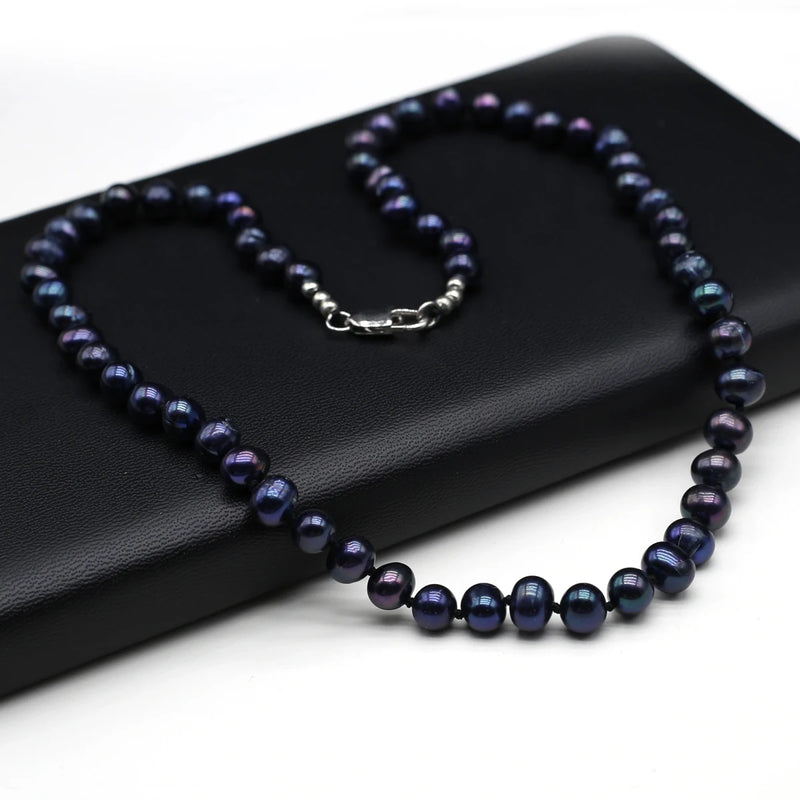 Baroque Freshwater Pearl Necklace Purple Orange Beads 7-8mm