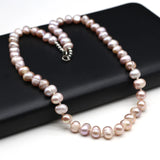 Baroque Freshwater Pearl Necklace Purple Orange Beads 7-8mm