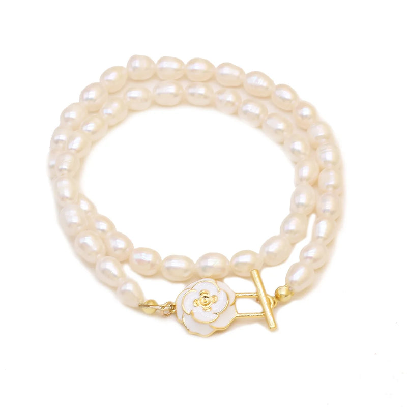 Natural Freshwater Pearl Necklace Baroque Rice Women's Jewelry