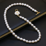 Natural Freshwater Pearl Necklace Baroque Rice Women's Jewelry